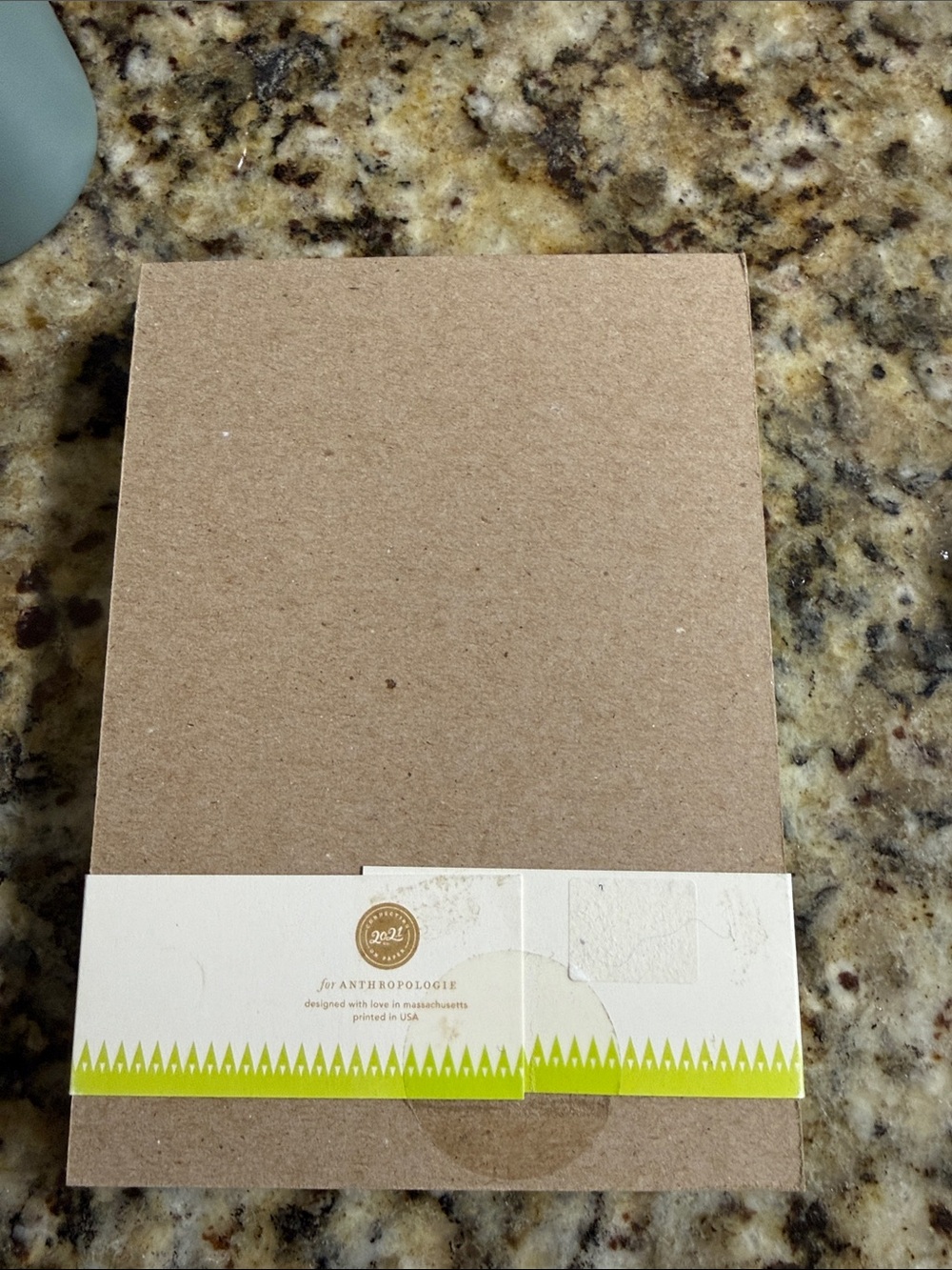 Anthropologie Blue Notepad with Neon Green Trim - Picture 2 of 3